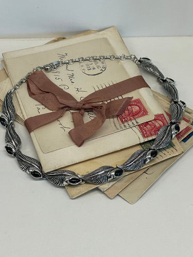 Silver Leaf Choker with Black Stones Bloomers and Frocks